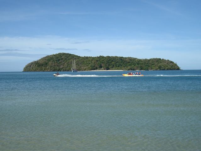 Banana boat and island