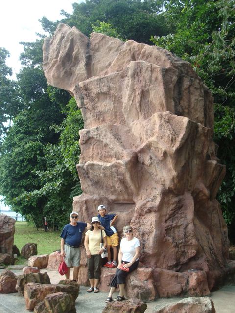 The Dragon Teeth's Rock reconstruction. We're posing like a rock band.