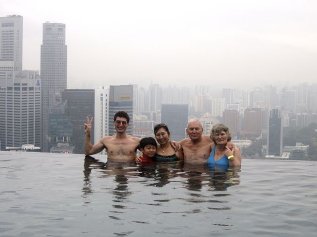 Going for a swim on the 57th storey infinity pool
